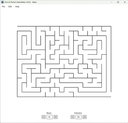 MazeMaker v000 - Rows15 Columns 20