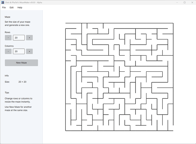 MazeMaker v000 - Sidebar