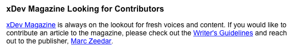xDev Magazine Looking for Contributors