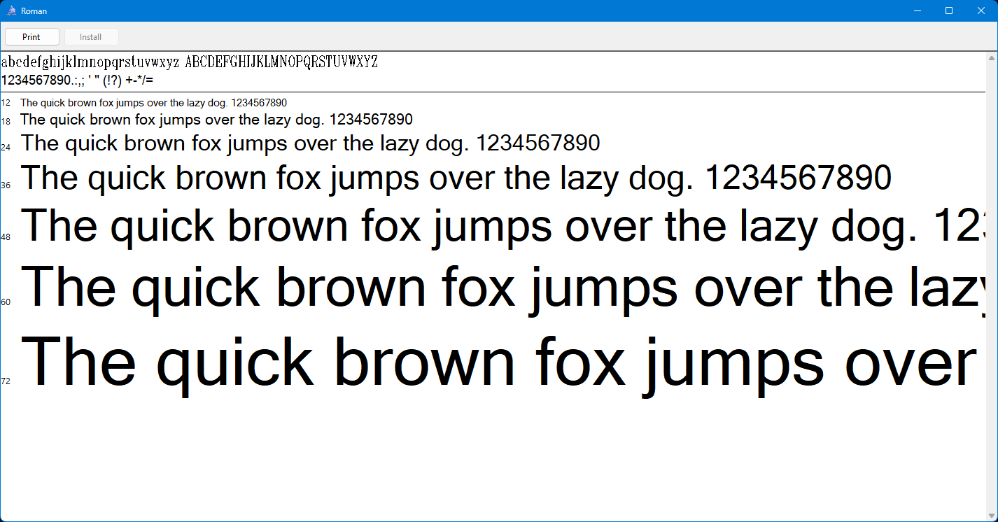 Windows Font Viewer